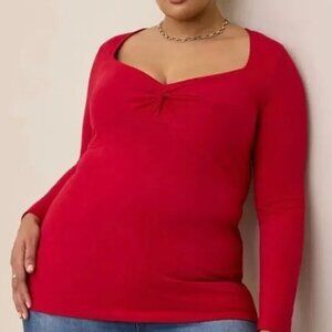 Torrid Foxy Sweetheart Twist Top red long sleeve blouse 3x